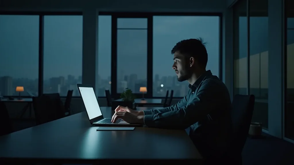 A person focusing on personal productivity using the 80/20² principle in a clutter-free workspace
