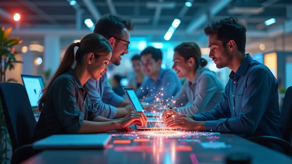 A group of talented professionals working together in a modern office space